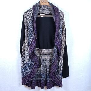 Kamana Draped Open Waterfall Front Cardigan Wrap In Twilight Hues Sz. XL